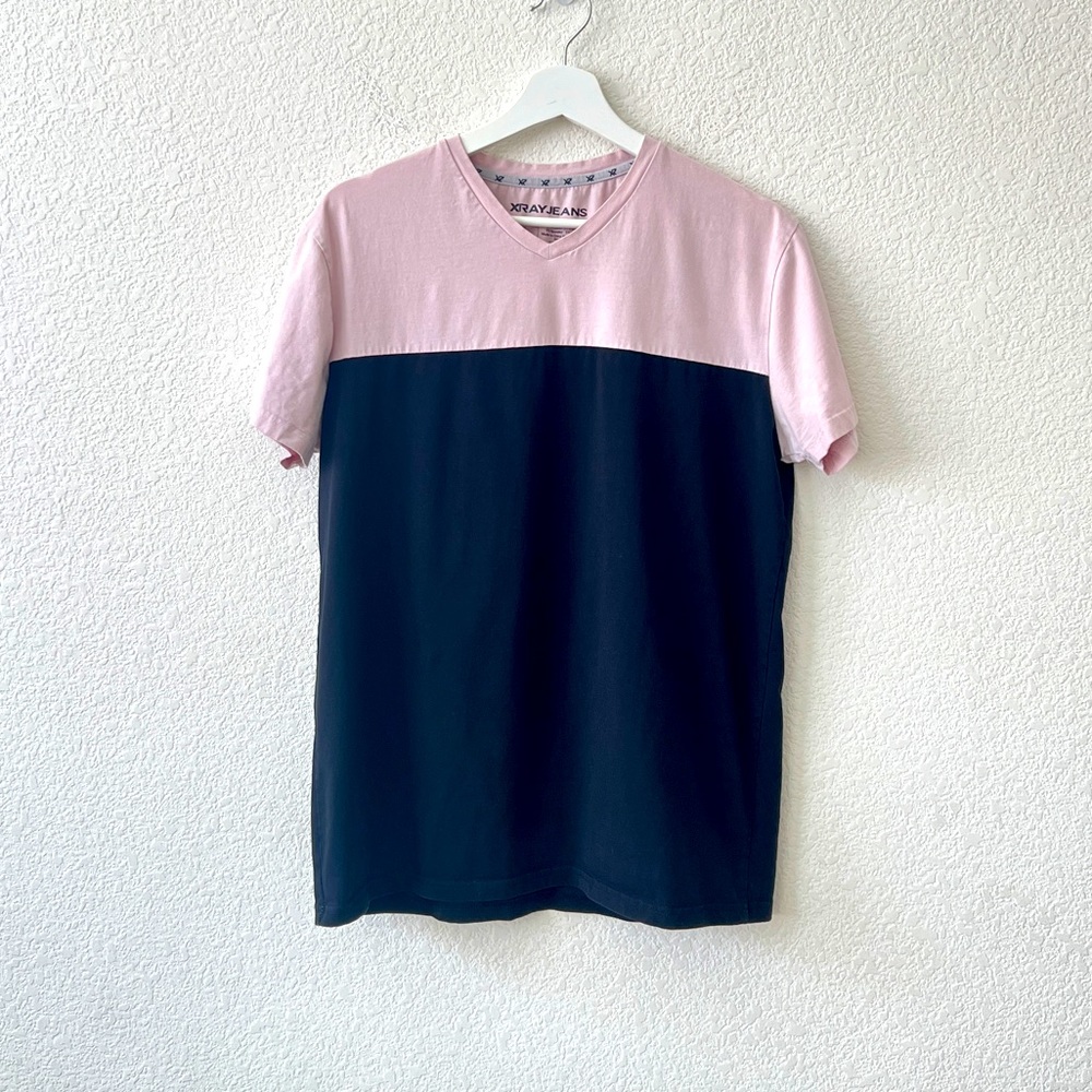 XRAY Jeans Pink Black Large Short Sleeve Premium Cotton Ultimate Stretch Shirt